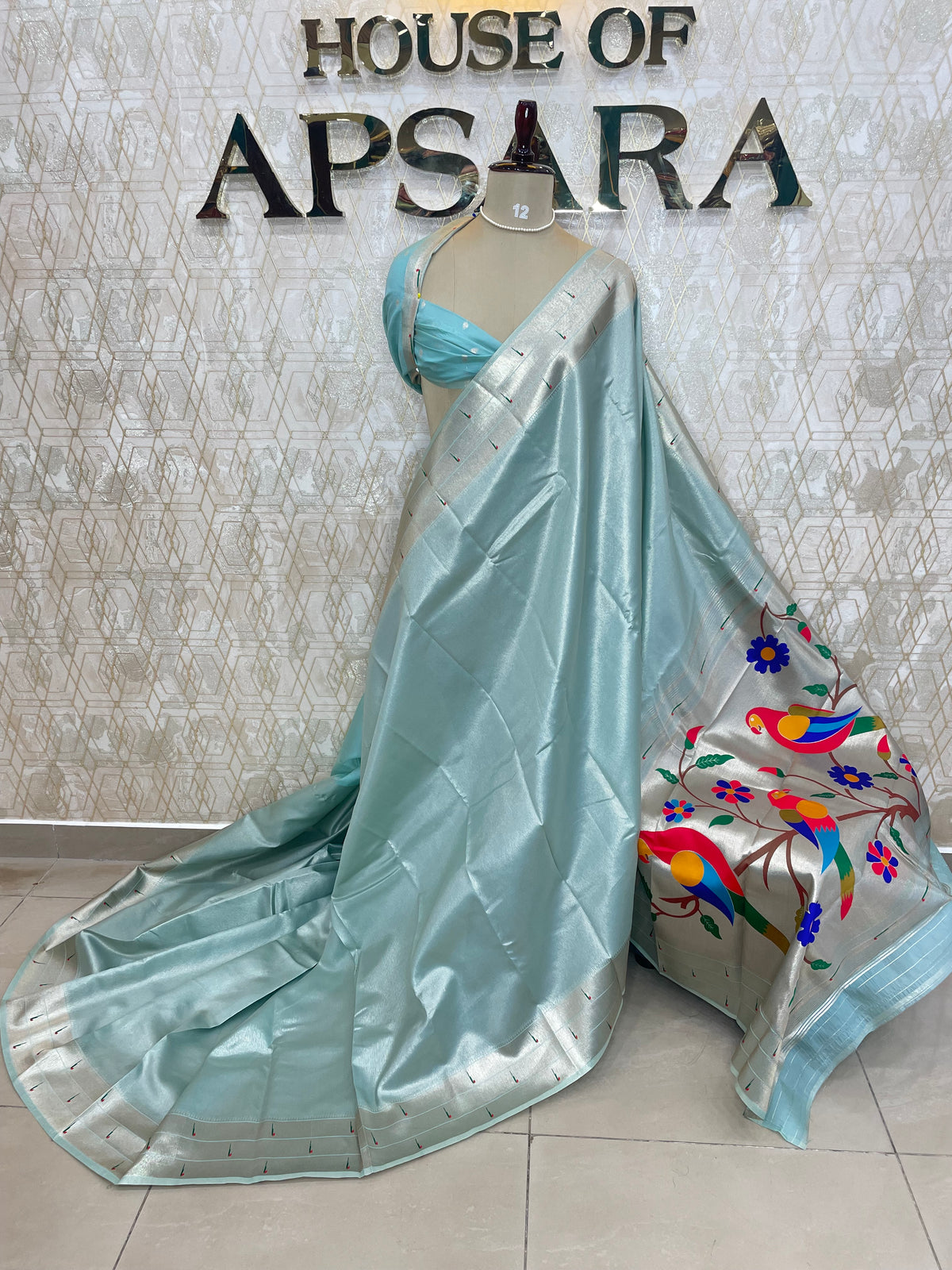 Blue Tissue Paithani Border Saree 76