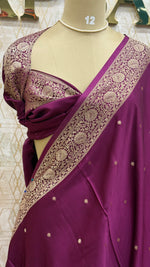 Wine Satin Mashru Silk Saree 07