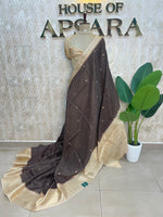Brown Checks Cotton Silk Saree 13