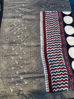 Cream n Red Dola Silk Ajrakh Print Saree 18
