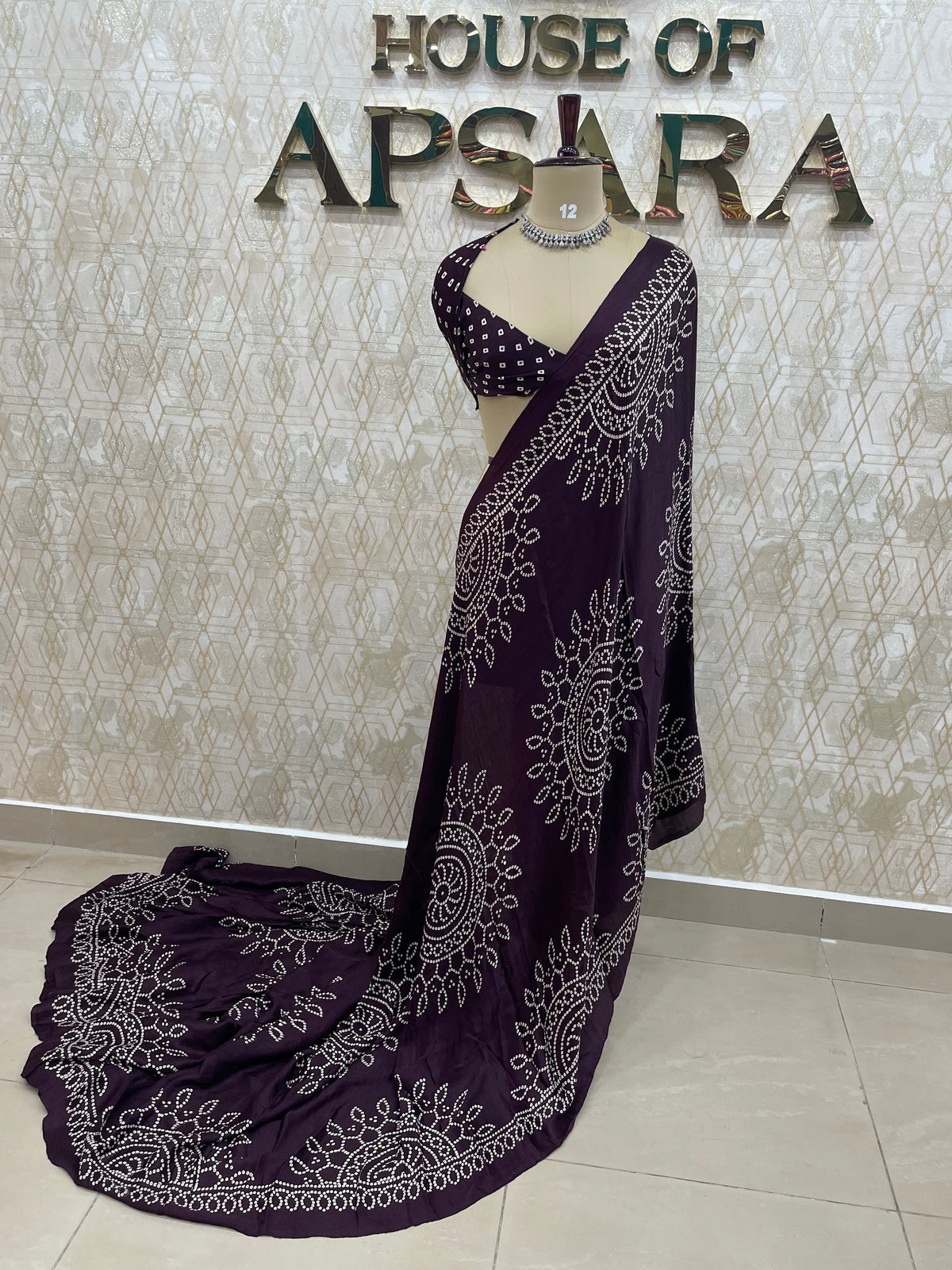 Dark Brown Bandhini Semi Modal Silk Saree 42