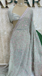 Sea Green Handwork Designer Partyware Saree 98