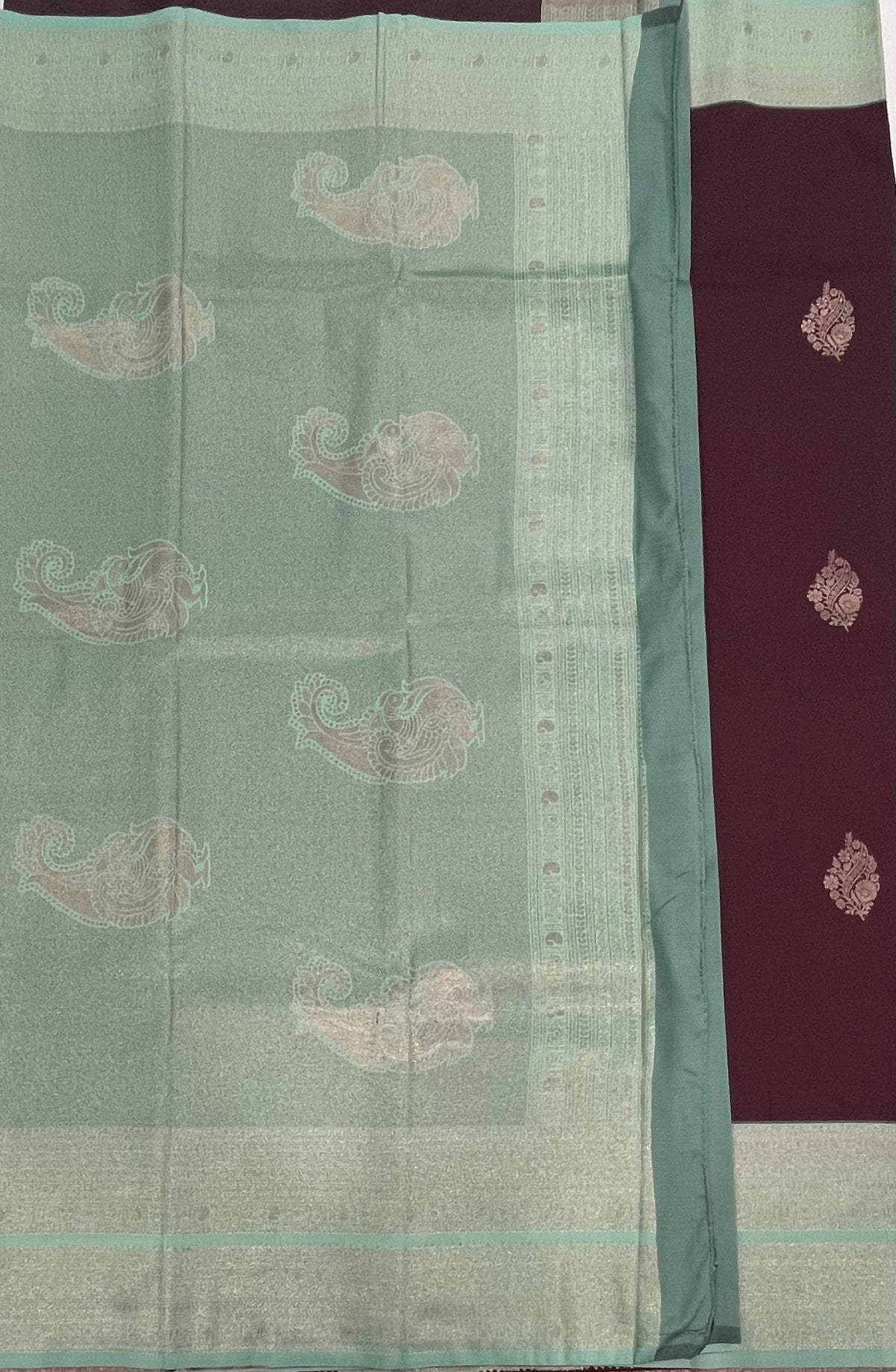 Wine n Blue Semi Silk Saree 42