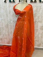 Orange Banarasi Raw Mango Silk Saree 32