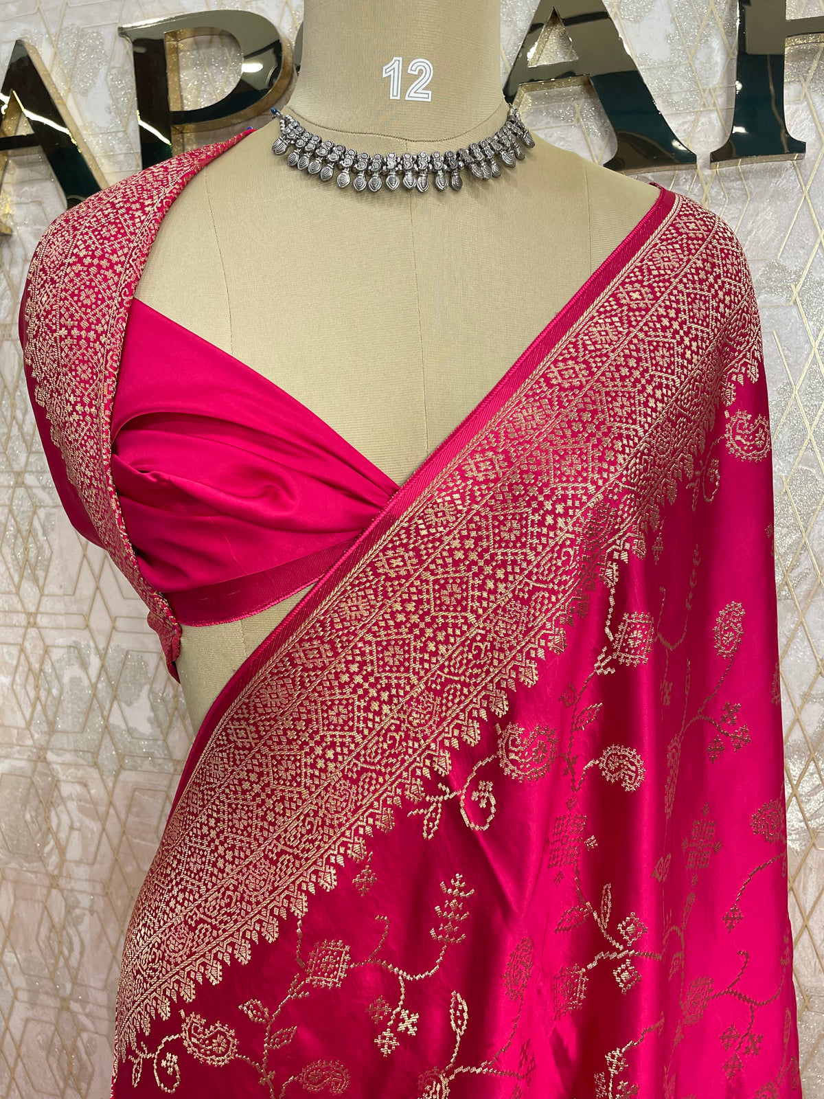 Pink Satin Mashru Silk Saree 07