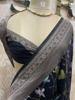 Black Brocade Georgette Saree 26