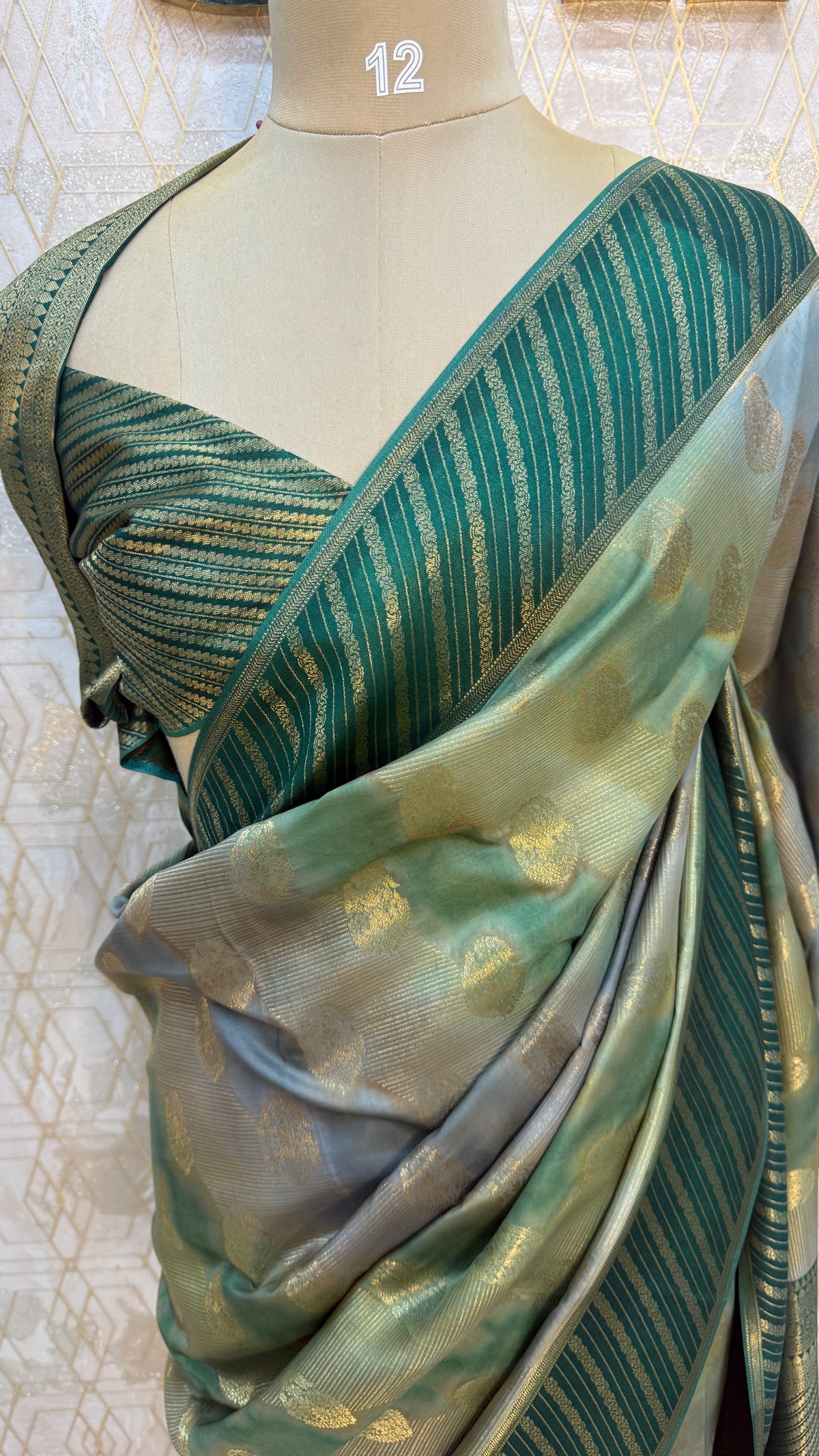 Green Banarasi Soft Crepe Saree 82