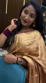 Gold n Brown Pure Tissue Brocade Saree 11