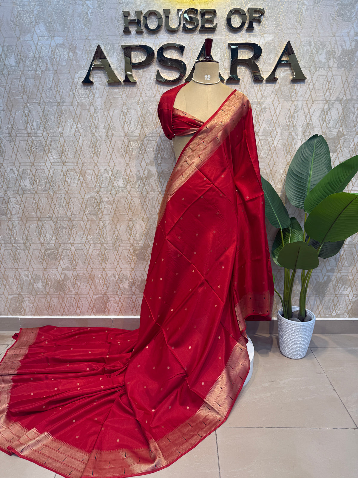Red Crepe Silk Paithani Saree 205