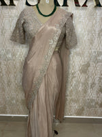 Beige Handwork Stitched Blouse Read To Ware Saree 55