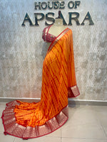 Orange Assam Silk With Shibori Dyeing Saree 23