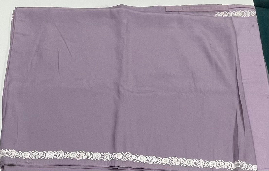Lilac Soft Tussur Embroidery Saree 21