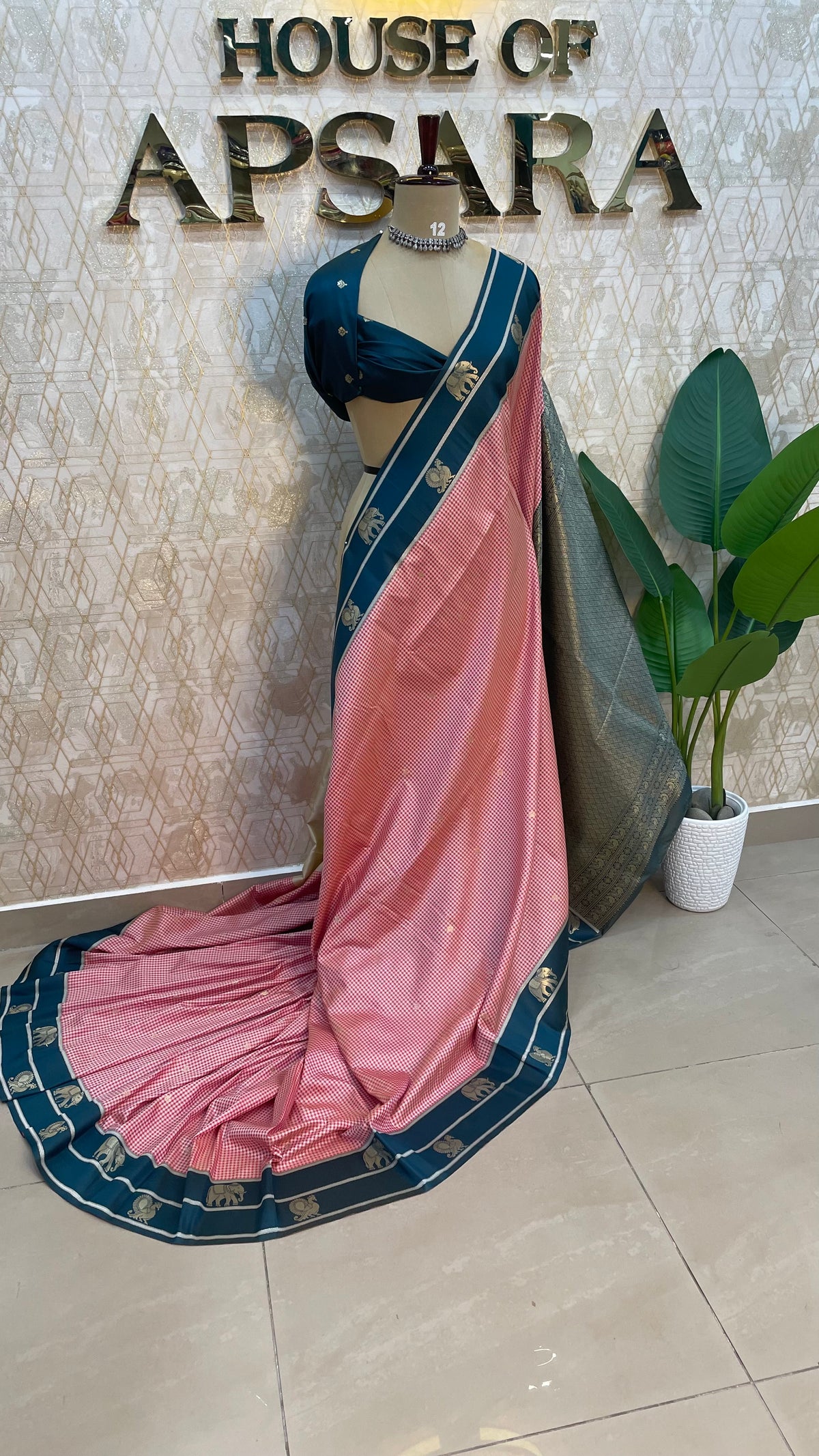 Pink n Green Semi Silk Saree 95
