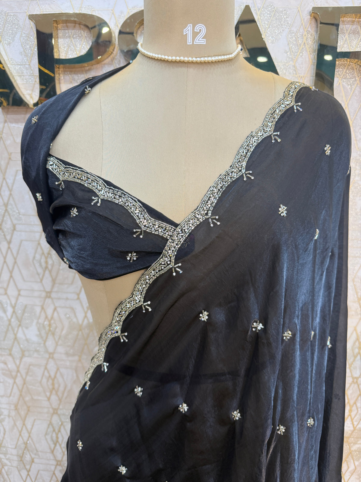 Black Katdana Work Designer Saree 87