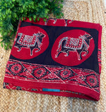 Red Dola Silk Ajrakh Print Saree 18