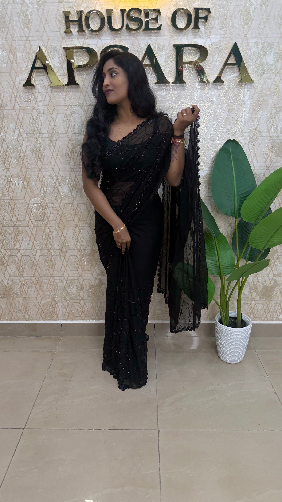 Black Katdana Work Designer Saree 90
