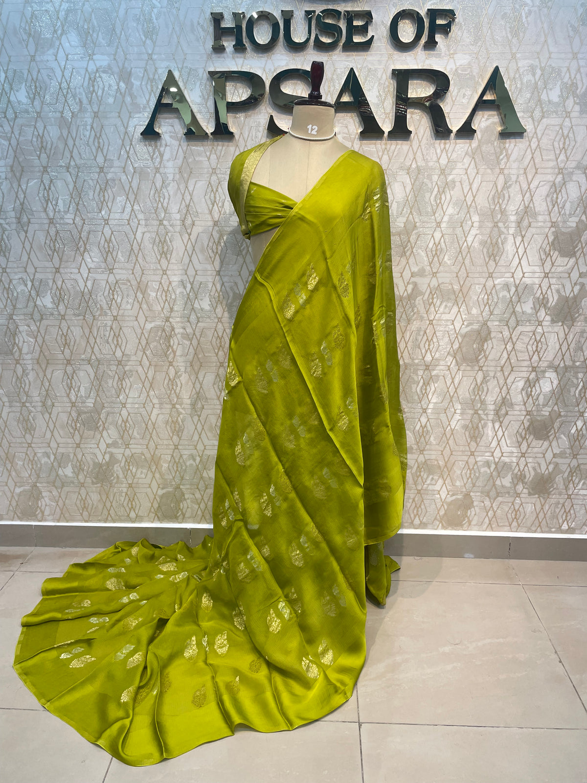 Green Crepe Kota Checks Saree 66
