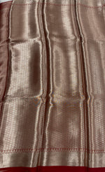 Silver n Red Pure Tissue Brocade Saree 11