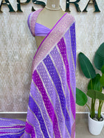 Pink n Purple Dual Shade Pure Khadi Rangkart Georgette Saree 04