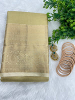 Gold n Cream Brocade Semi Kanchi Tissue Saree