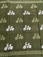 Bottle Green Pure Cotton Handblom Saree