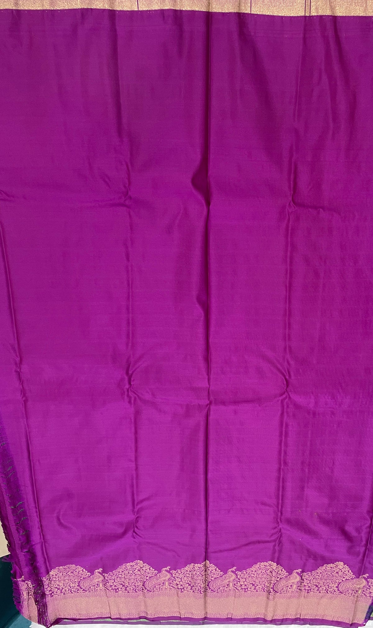 Green n Purple Brocade Semi Kanchi Tissue Saree