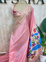 Baby Pink Raw Silk Paithani Work Saree 71