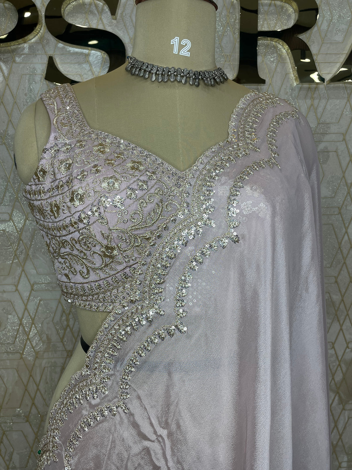 Patel Pink Handwork Stitched Blouse Designer Party Saree 55