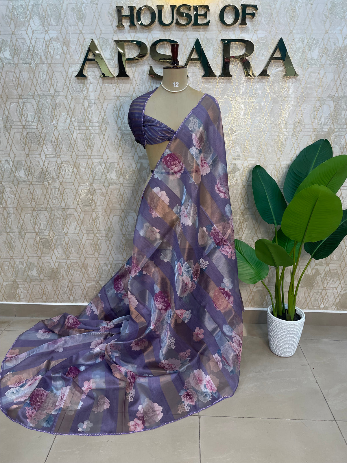 Purple Tissue Digital Print Saree 94