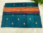 Peacock Blue Pure Tussur Handblom Saree 12