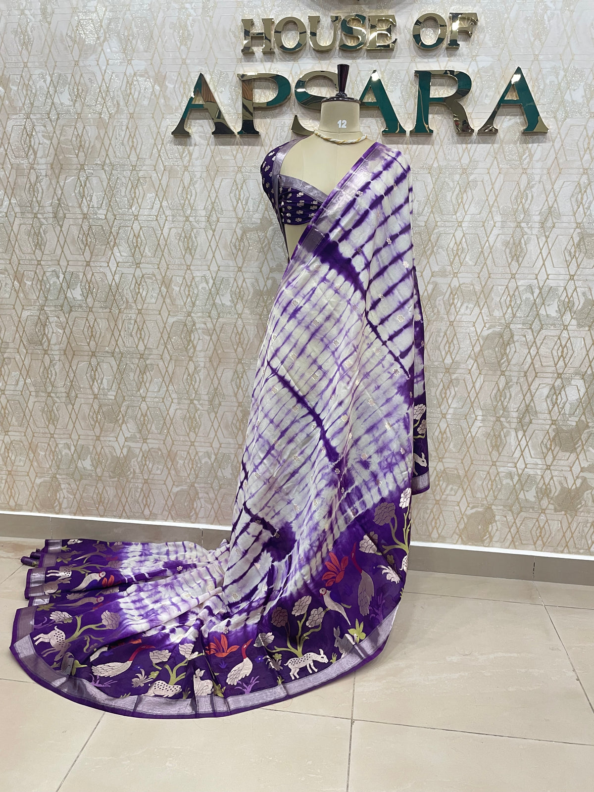 Purple Paper Silk Saree