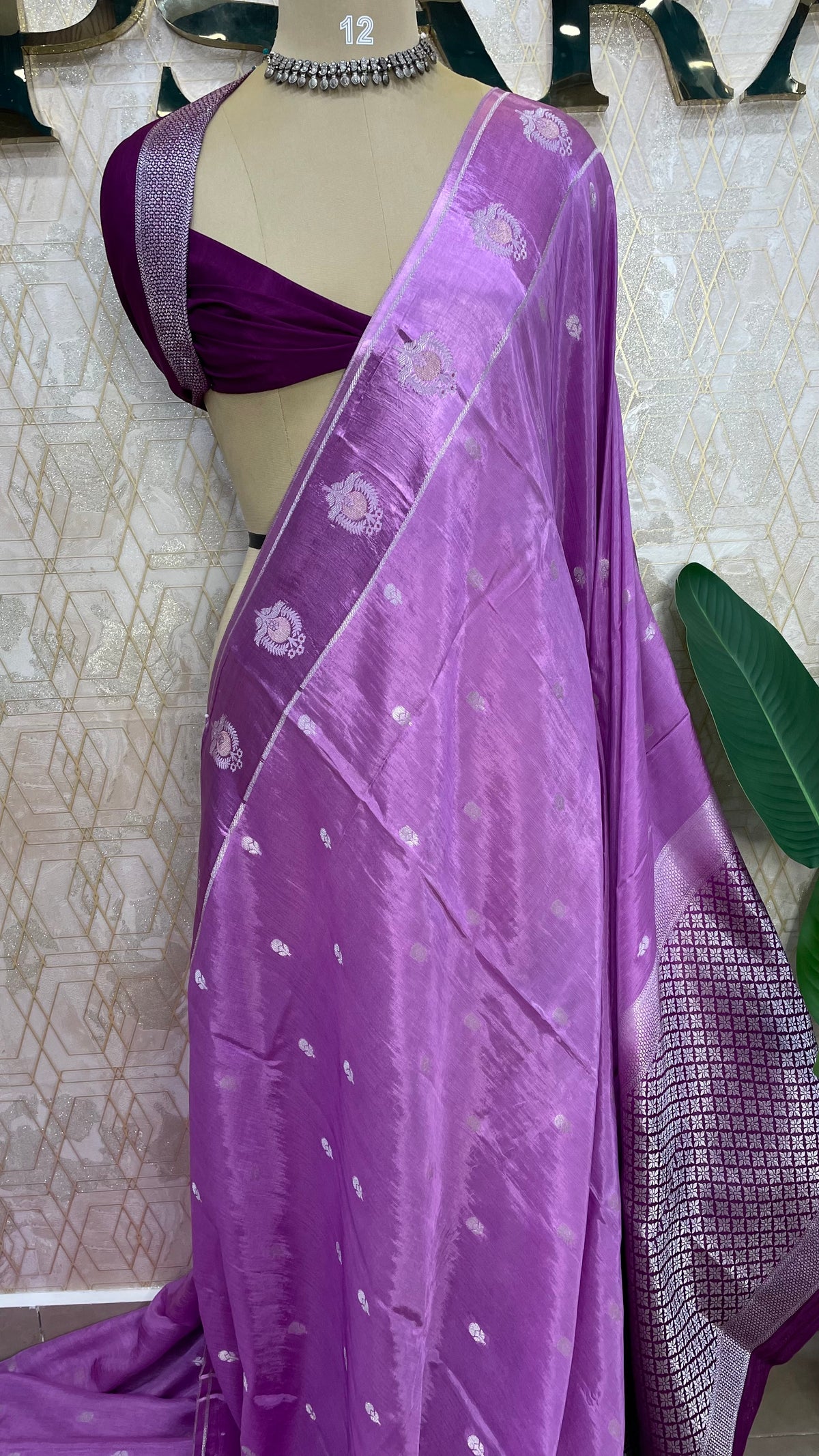 Purple Matka Silk with Satin Border Saree 14