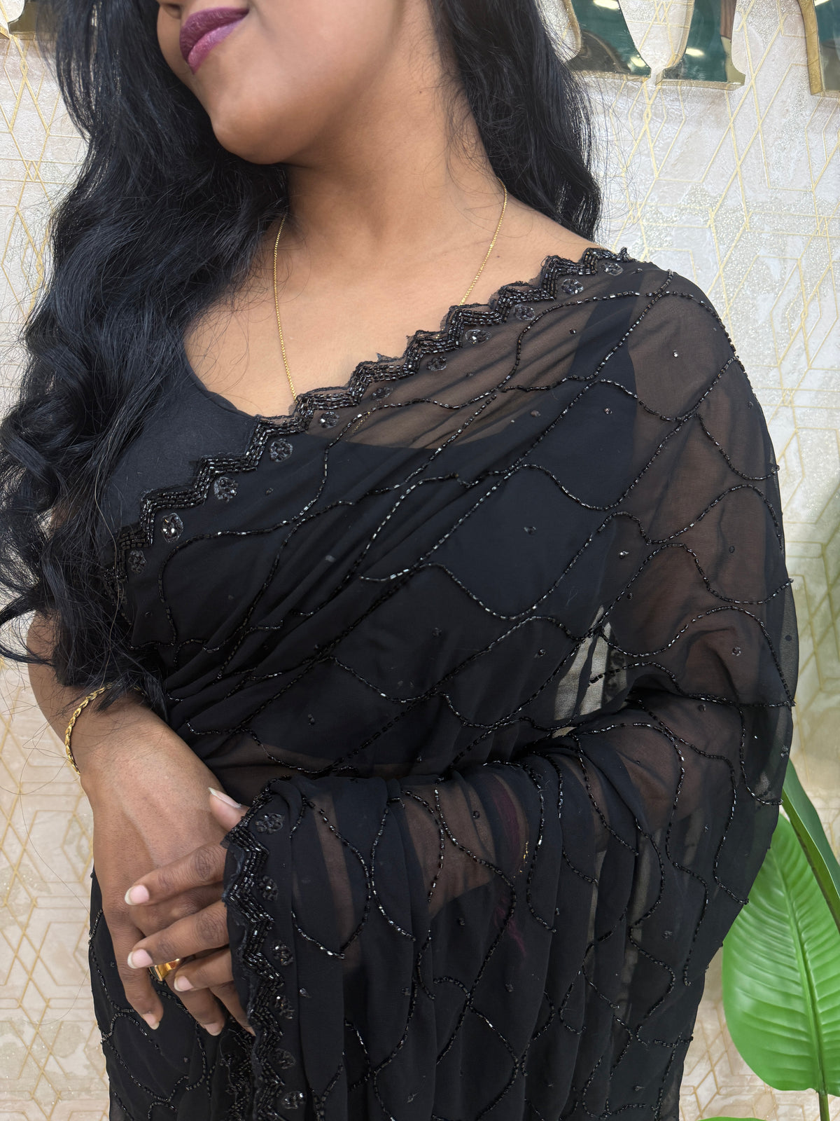 Black Katdana Work Designer Saree 90