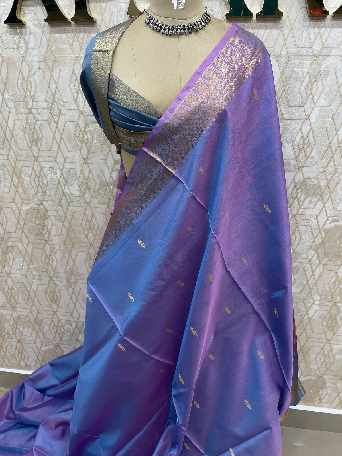 Purple Bamboo Silk Saree 48