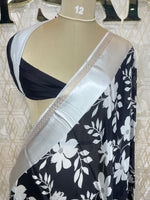 Black n White Chinnon Crepe Saree 77