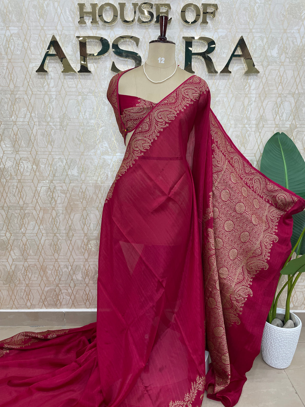 Pink Banarasi Tussar Georgette Saree 308