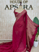 Pink Banarasi Tussar Georgette Saree 308