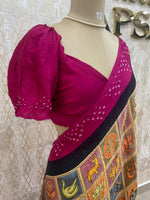 Gold n Pink Pure Modal Silk Kalamkari Print Saree 05