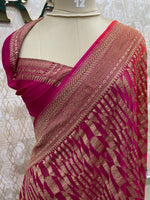 Orange n Pink Pure Khadi Georgette Saree 04