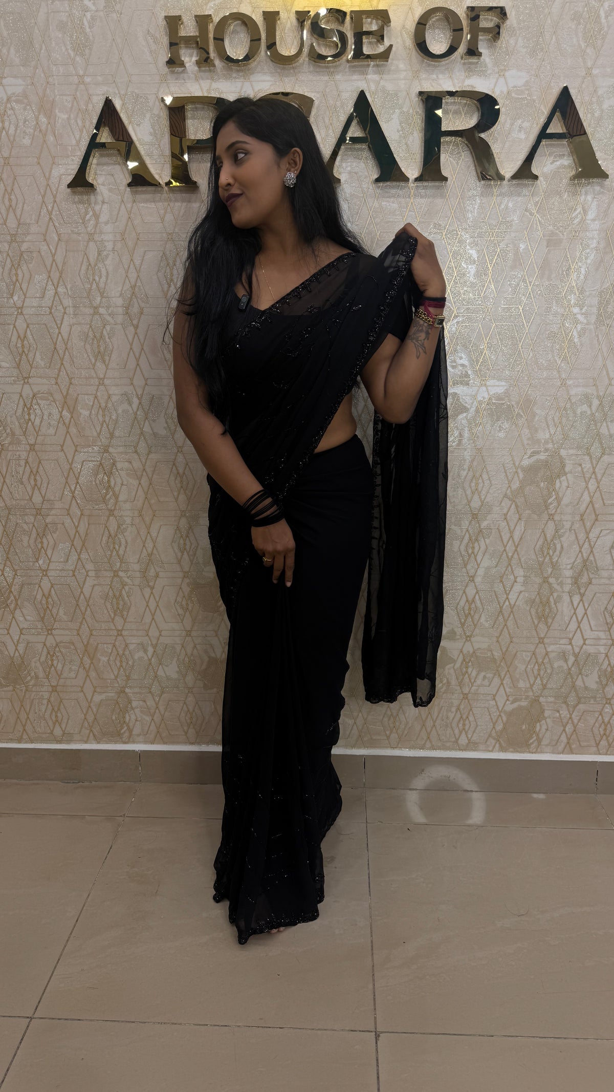 Black Katdana Work Designer Saree 90