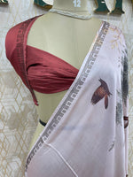 Pastel Pink Digital Print Satin Saree 41
