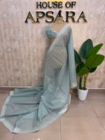 Sky Blue Kora Jamdani Saree 204
