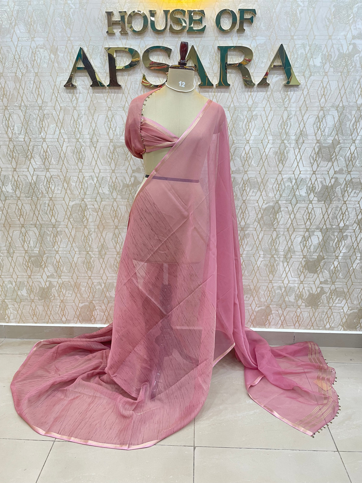 Baby Pink Tissue n Organza Fusion Saree 73