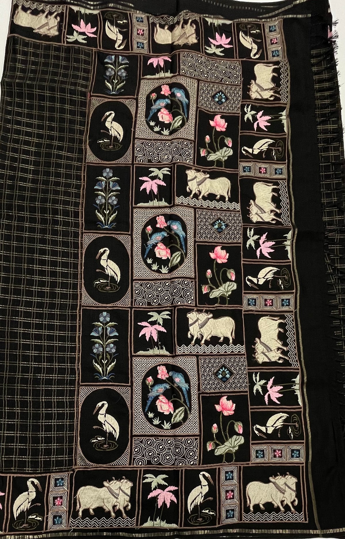 Black Soft Tussur Embroidery Saree 21