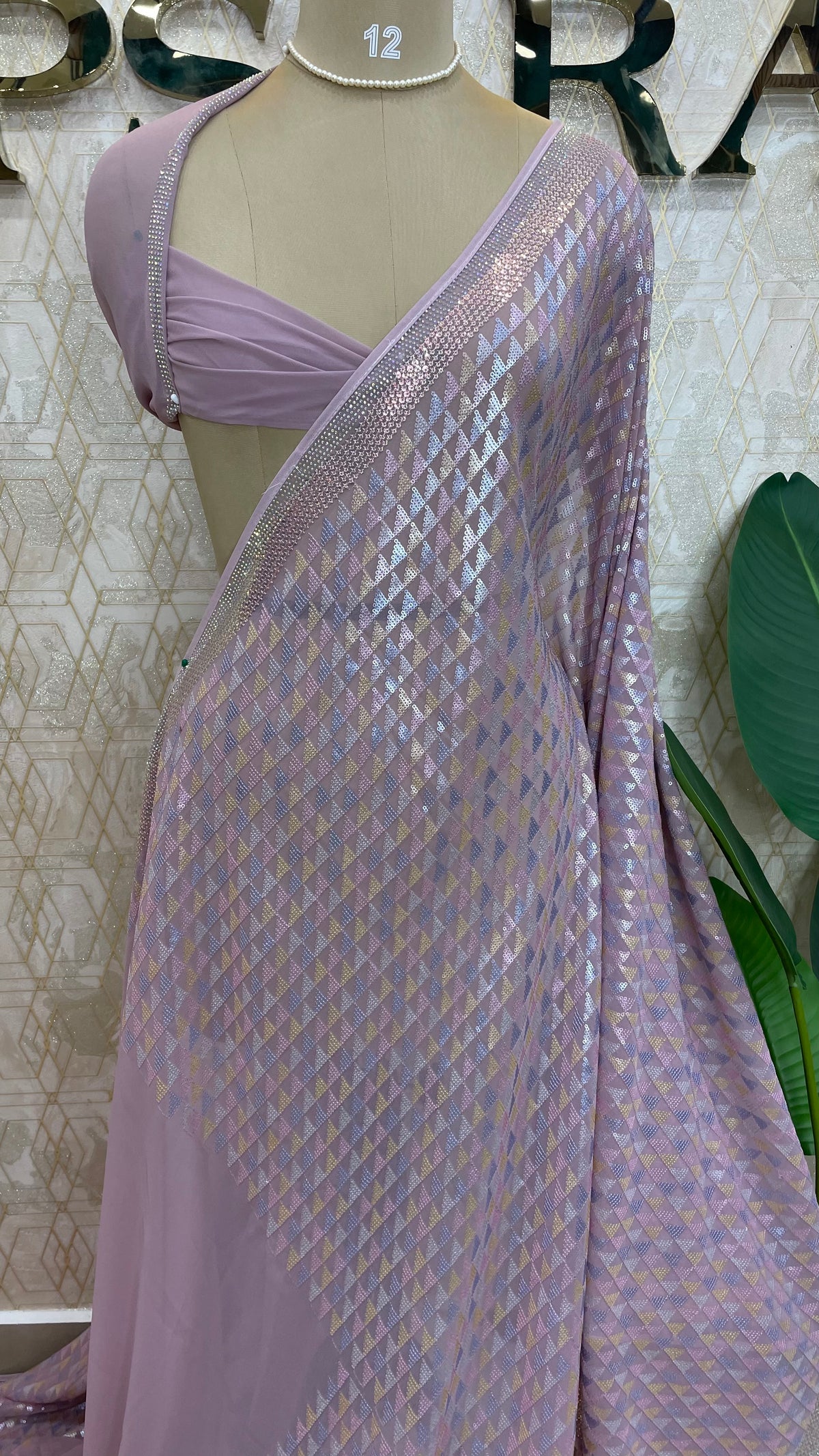 Lilac Handwork Designer Partyware Saree 98