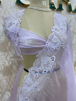 Lilac Organza CutWork Saree 40