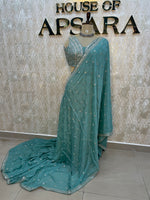 Blue Handwork Stitched Blouse Designer Party Saree 55