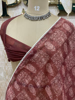 Rust Brown Soft Cotton Block Print Saree 46