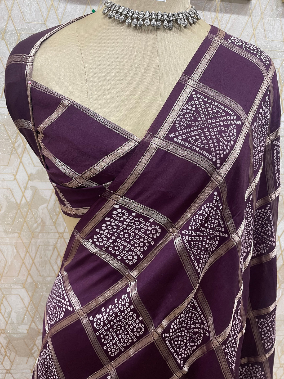Wine Assam Silk Saree 23