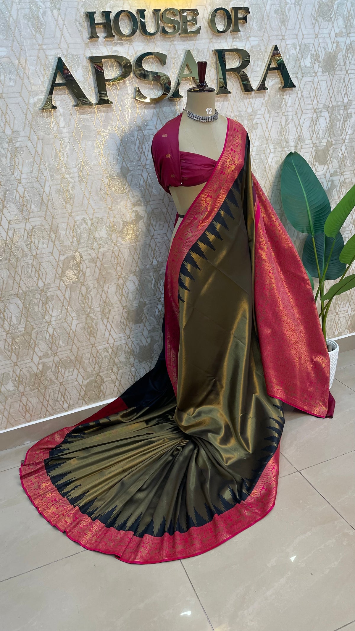 Gold n Pink Semi Silk Saree 97